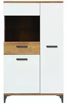 Stiklinė vitrina ąžuolas balta blizgi Komoda Snobi Sb6 craft ąžuolas aukso spalvos