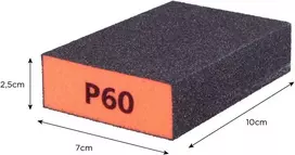 Innspiro lankstus šlifavimo blokas iš putų, vidutinio rupumo, 60 gritų, 10 x 7 x 2,5 cm, skirtas šlifuoti ir poliruoti medieną, dažus, plieną, rūdis