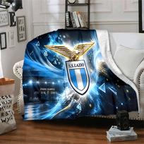 Lazio Futbolo Klubas Emblema Flanelinis pledas, Minkštas poliesteris, Modernus dizainas, Visų sezonų, skirtas stovyklavimui, kelionėms, dovanoms šventėms ar gimtadieniams 75x90cm