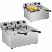 Royal Catering dvigubos gastronominės elektrinės gruzdintuvės 230 V 2 x 3200w 2 x 8 L