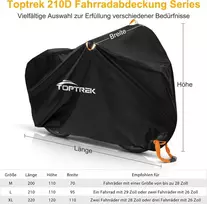 Toptrek dviračio uždangalas 3 dviračiams, neperšlampamas, 210d oksfordo audinys, dviračių garažas, lauko, 220 x 120 x 110 cm, aukštos kokybės dviračio brezentas su užrakto kilpomis, apsauga nuo saulės, atsparumas plyšimui
