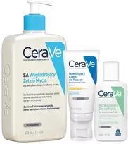 Cerave rinkinys: drėkinamasis veido kremas spf 30 52ml, glotninamasis gelis 473ml