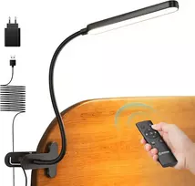 Glocusent 38 led spaustuvinis šviestuvas, akims nekenksminga prisegama stalinė lempa vaikams, tolygus pritemdymas 5 spalvų ir 5 ryškumo lygių, stabilus spaustukas ir lankstus žąsies kaklas, puikiai tinka skaitymui