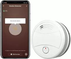Pgst Wifi dūmų detektorius, dūmų signalizacija su keičiama baterija, Tuya programėlės arba Smart Life programėlės pranešimai, tinklinis dūmų detektorius su 85 Db pagal Ce ir En 14604 standartą, 1 vnt.