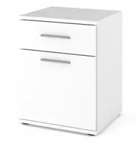 Balta naktinė spintelė 40 cm su 1 stalčiumi ir 1 lentyna, naktinis staliukas miegamajam, loft stiliaus