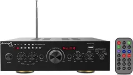 Muzikinis centras Audibax Miami karaoke stiprintuvas su bluetooth 100w + 100w. Nuotolinio valdymo pultas