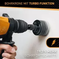 Hardtwerk turbo grąžtas 82 mm sds plus [xxl dantys] – gali gręžti, atsparus smūgiams, skirtas lizdams mūre, akmenyje, betone, gipso kartone – lizdinis grąžtas, karūninis grąžtas