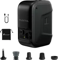Flextailgear Max valties pompa, elektrinė pripučiamos valties pompa, akumuliatorinė oro pompa, 12 Kpa slėgis pripučiant ir pučiant, led ekranas, pripučiamos valtys, plaukimo ratai, vandens sportas
