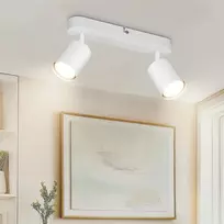 Vekidot led lubų šviestuvas, 2 lemputės, pasukamas, lubų šviestuvas, baltas, gu10, modernus lubų prožektorius, lubų prožektoriai virtuvei, miegamajam, svetainei (lemputė neįtraukta)