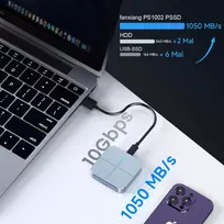 Fanxiang 500gb išorinis ssd kietasis diskas, magnetinis išorinis ssd su priklijuotais metaliniais žiedais iki 1050mb/s rašymo greitis - usb 3.2 (gen 2) type c, suderinamas su iphone 15/16, pc, mac, nešiojamaisiais kompiuteriais, planšetiniais kompiuteria