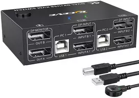 Televizorius Kvm jungiklis 2 Pc 2 Monitoriai Displayport 1.4 4k@144hz