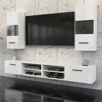 TV staliukas Blanco Svetainės baldų komplektas, pakabinami baldai, spalvotas blizgesys