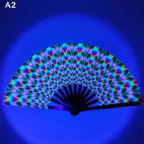Rankinis Sulankstomas Rave Ventiliatorius Šokių Muzikos Ventiliatorius Festivalio Ventiliatorius Gradiento Atspindintis Fluorescencinis Ventiliatorius Šviečiantis Tamsiai Ventiliatorius as the picture blue