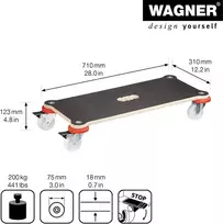 Wagner Transportavimo vežimėlis su rankena, 200 kg, 71x31x12.5 cm