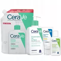 Cerave Drėkinamasis veido kremas Spf 50, valomasis gelis + papildymas 473ml