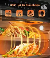 14l mini orkaitė-gruzdintuvė universali 1800w airfryer xxl su langu, 11-in-1 orkaitė maksimali temperatūra 210°c jutiklinis ekranas, karšto oro gruzdintuvė mini orkaitė su 7 priedais ir receptų knyga