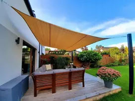 Quadro Scrape Sun Shade apsauginė burė nuo saulės sodui terasai labai stipri hdpe smėlio spalvos 3x3
