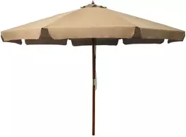 Lauko skėtis nuo saulės su mediniu stulpu, taupe spalvos, 330cm