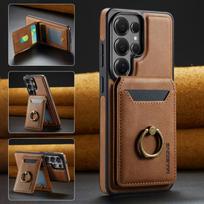 Ring Magnetic Leather Flip Wallet Card Holder Phone Case For Samsung Galaxy S26 S25 Edge S24 FE S23 Ultra ShockProof Purse Cover Galaxy S24 FE