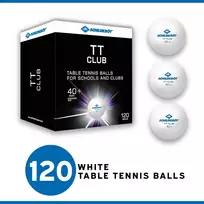 Donic-schildkröt stalo teniso kamuoliukai tt club 608532 treniruočių kamuoliukai poly 40+ kokybės, 120 vnt. didelėje dėžėje, balti