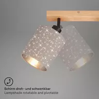 Briloner lubų šviestuvas su žvaigždėtu dangumi, pasukamas, medžiaginis gaubtas, lubų šviestuvas, lempa, miegamojo lempa, virtuvės lempa, lubų šviestuvas, 65 x 13 x 15,5 cm, taupe