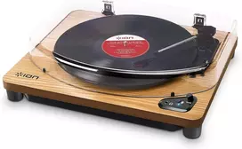 Ion Audio Air Lp - vintage usb bluetooth patefonas su trimis greičio lygiais ir vinilo konvertavimu į mp3, skirtas mac/pc, elegantiška medžio išvaizda