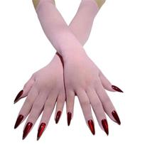Nylon Finger Gloves with Extended Dress Length Cosplay Gloves for Halloween Party Looks, Cosplay Outfits and Lightweight Hand Coverage Daily rožinė