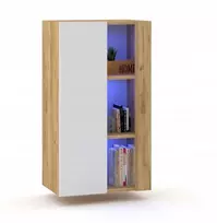 Pakabinama vitrina, spintelė, komoda, auksinis craft ąžuolas, balta, Led