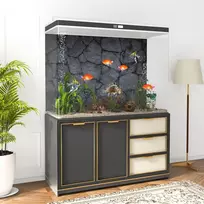 Mirrorang akvariumo fonas, tamsiai pilkas akmens akvariumo plakatas, uolėtas terariumo fonas, vinilo fonas, 120 x 61 cm