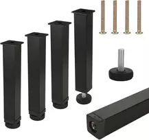 Mivide 4 x lovos pagrindas, 20 cm grotelių rėmo kojelės, metalinis prisukamas lovos pagrindas, reguliuojamos kojelės grotelių rėmui, lovai, sofai, spintelėms (juodos spalvos)