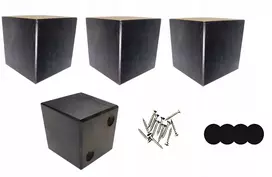 TV staliukas Medinės baldų kojelės, juodos, 5x5x5cm, komplektas su tvirtinimu