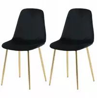 Ebuy24 Polar kėdės, 2 vnt., aksominės, juodai žalvarinės