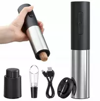 Rozz Juodos spalvos baterijomis maitinamas vyno atidarytuvo rinkinys Profi dizainas Usb-c