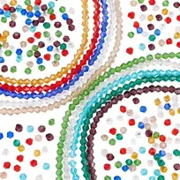 Ph pandahall 1300 vnt. 3 mm briaunuotų stiklinių karoliukų vėrimui, 10 spalvų krištoliniai bicone karoliukai stikliniai palaidi karoliukai didelis karoliukų asortimentas papuošalų gamybai, draugystės apyrankėms, vėriniams