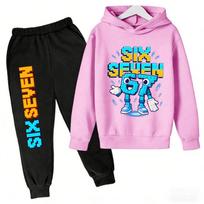 2026 New Spring Steal a Brainrot Tracksuit 67 Six Seven Print Kid's Clothes Hoodie+Pants Suit 2pcs Set Boy Girl Children 140