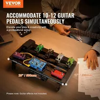Vevor gitaros pedalų lenta 508x280mm aliuminio lydinio 1.2kg itin lengva sulankstoma gitaros efektų pedalų lenta su nešiojimo krepšiu Velcro juostelėmis 10-12 gitaros pedalams
