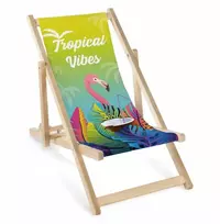 Allbag Vaikiškas gultas su raštu Tropical Vibes, medinis, su reguliuojamu atlošu