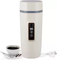 Virdulys Travel Virdulys 220 V 350 ml Quick Virdulys dvigubo sluoksnio nerūdijančio plieno termosas pienui, kavai ir arbatai ruošti (300 W Baltas)