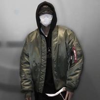 Oversized Reversible MA-1 Pilot Jacket Winter Warm Fleece-Lined Unisex Bomber Coat Men Women S black
