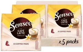 Senseo Café Latte Vanilla kavos pagalvėlės, 40 kavos kapsulių, 5 pakuotės po 8 gėrimus, 460 g