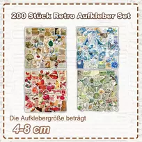 200 retro lipdukų rinkinys, vandeniui atsparūs estetiški retro dekoratyviniai vinilo lipdukai skirti žurnalams, scrapbooking priedai nešiojamam kompiuteriui, mobiliajam telefonui, riedlentei, albumui