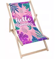 Dreamroots medinis sulankstomas paplūdimio gultas Hello Summer Mix su reguliuojamu atlošu, raštuotas
