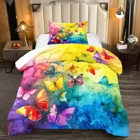 Yutnsan patalynės komplektas 135 x 200 cm spalvinga drugelio tema mergaitėms 2 dalių patalynės komplektas mikropluošto spalvingas modernus antklodės užvalkalas ir pagalvės užvalkalas 80 x 80 cm