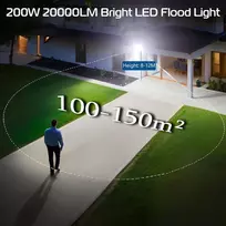 Annifunly 200w 20000lm Led prožektorius lauko sąlygoms 6500k Ip67 vandeniui atsparus lauko apšvietimas sodui, terasai, garažui, stadionui, tvartui
