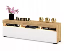 Tv staliukas komoda Play craft ąžuolas/balta + led 160