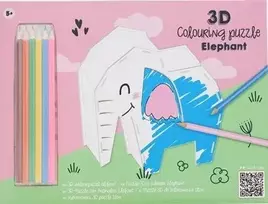 Spalvinimo dėlionė 3d dramblys + 6 kreidelės