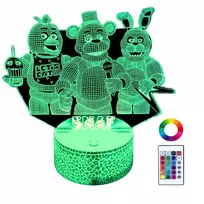 Gotie Naktinė stalinė lempa vaikams Fnaf Five Nights at Freddy's Led + Nuotolinio valdymo pultas