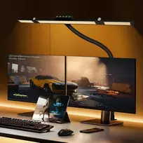 Led reguliuojamo ryškumo prisegamas juodas stalinė lempa su jutikliniu valdikliu, monitoriaus lempa, 70 cm ilgio, 24 w, skirta namų biurui, lanksti stalinė lempa biuro darbuotojams, skaitytojams ir architektams