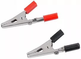 Krokodilo gnybtas bananų kištukui 4mm - 2 vnt. rinkinys, juodas raudonas