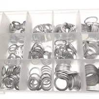 Jzk 450 x aliuminio plokščios poveržlės, asortimentas, 10 dydžių: m6, m8, m10, m12, m14, m16, m18, m20, m22, m24
